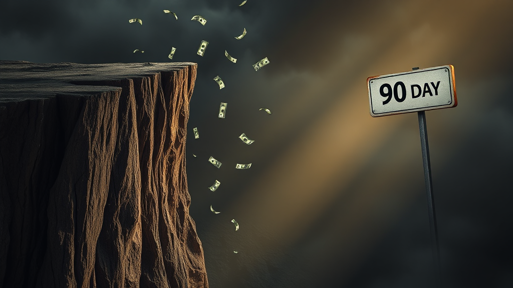 연체 1일~90일, 단계별 불이익 (realistic 스타일)