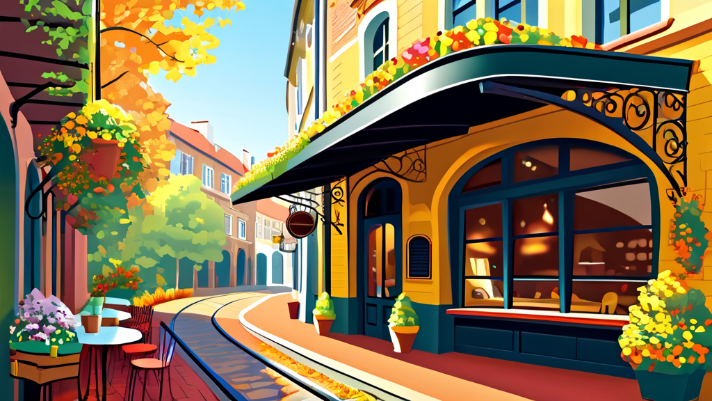 휘우커피의 매력적인 인테리어와 분위기 (illustration 스타일)