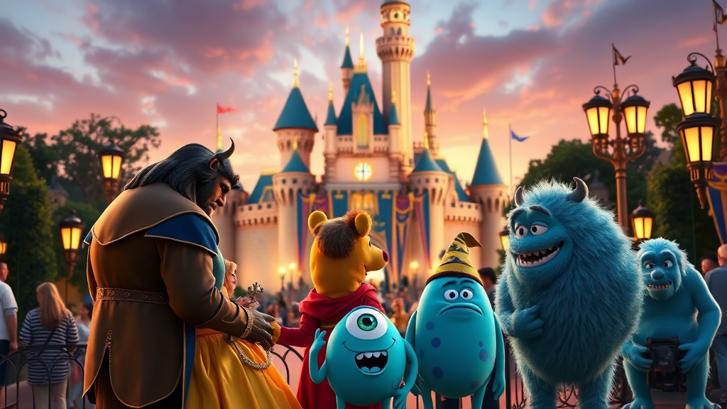 놓치면 후회! 디즈니랜드 인기 어트랙션 탐방 (realistic 스타일)