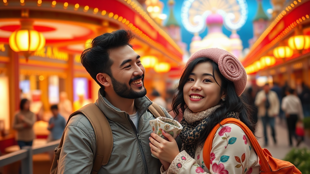 특별한 날, 롯데월드에서 잊지 못할 추억 만들기 (realistic 스타일)