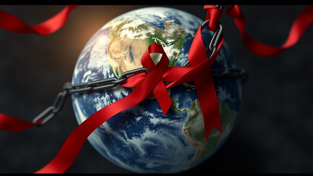 국제 에이즈 대응 자금 부족 경고 (realistic 스타일)