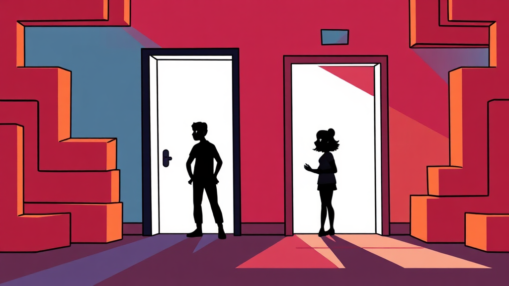 퇴사 vs 관계 개선 (cartoon 스타일)