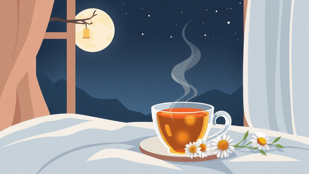 불면증 완화에 효과적인 허브차: 캐모마일 (illustration 스타일)
