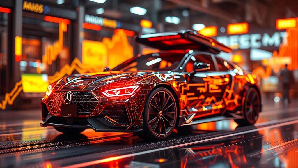 주요 산업별 동향: 2차전지, 반도체, 자동차 (realistic 스타일)