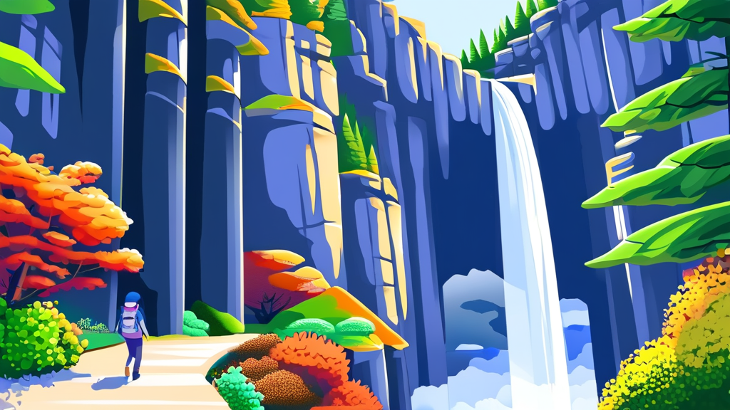 재인폭포 유료화 수익 활용 계획 및 기대 효과 (cartoon 스타일)