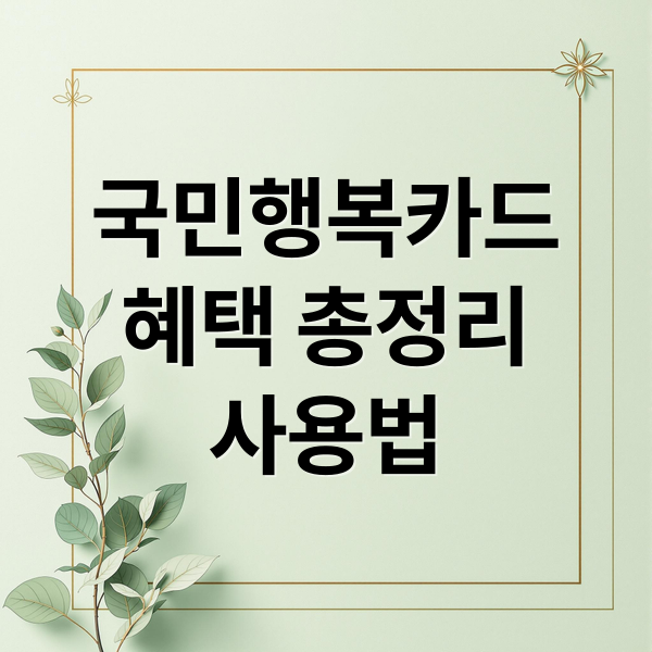 국민행복카드
혜택 총정리
사용법 (국민행복카드 잔액조회)