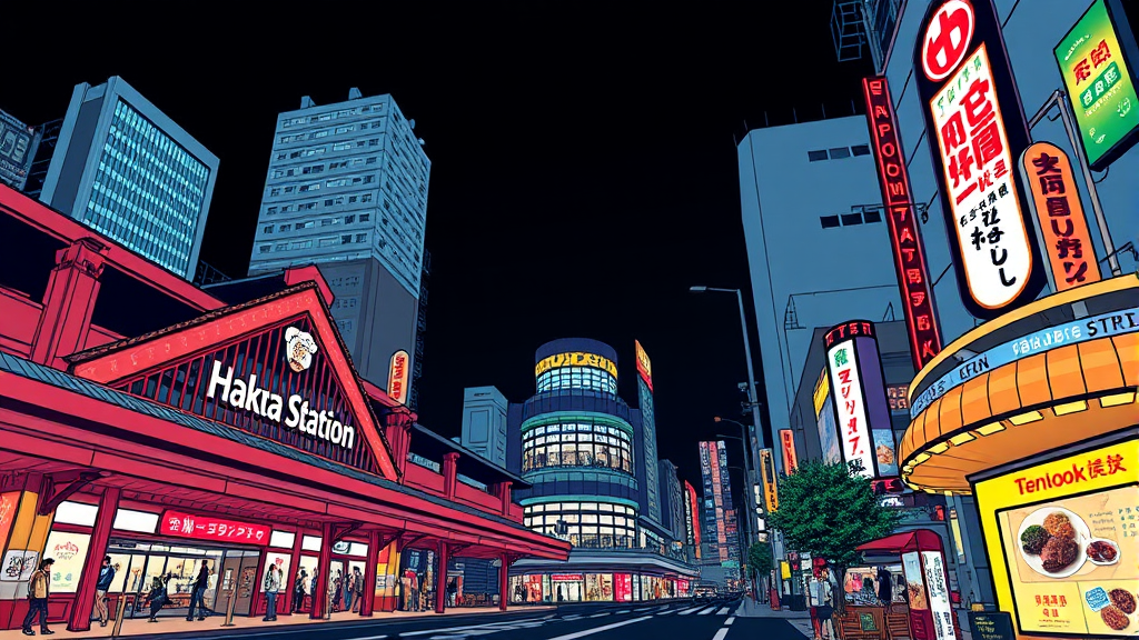 하카타 & 텐진: 여행 코스 (illustration 스타일)