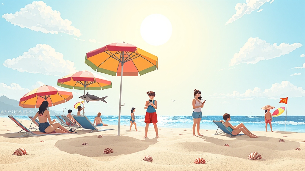 실시간 날씨 & 이안류 정보 확인 필수! (illustration 스타일)