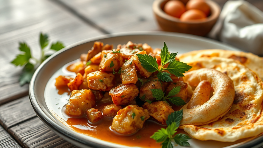 메뉴 선택 가이드: 닭내장탕부터 곁들임까지 (realistic 스타일)