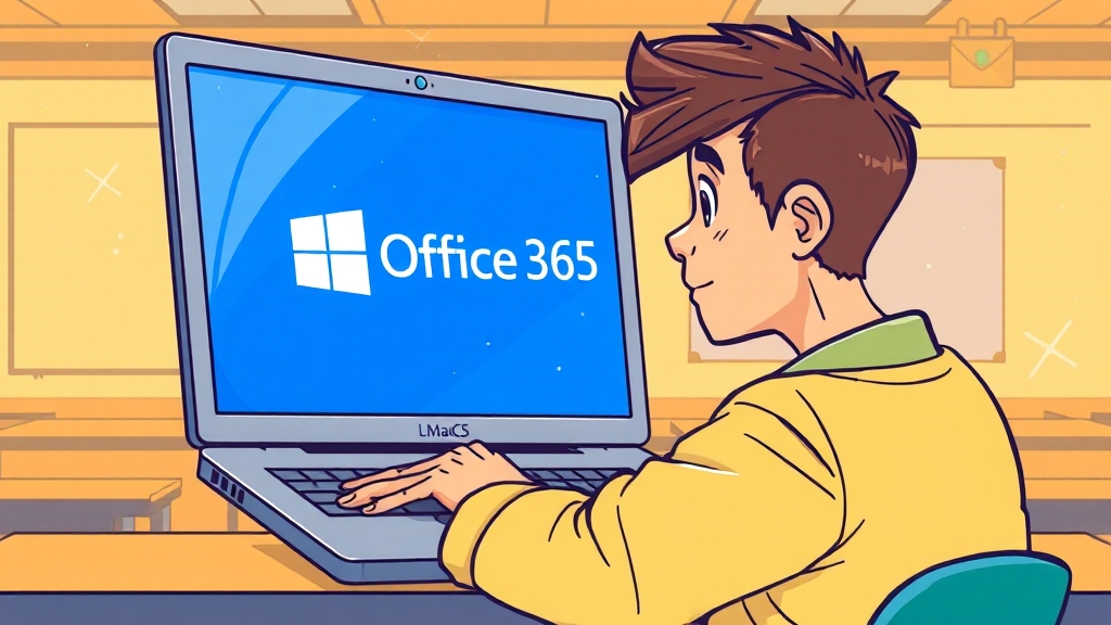 MS 오피스 365 다운로드 준비 (cartoon 스타일)