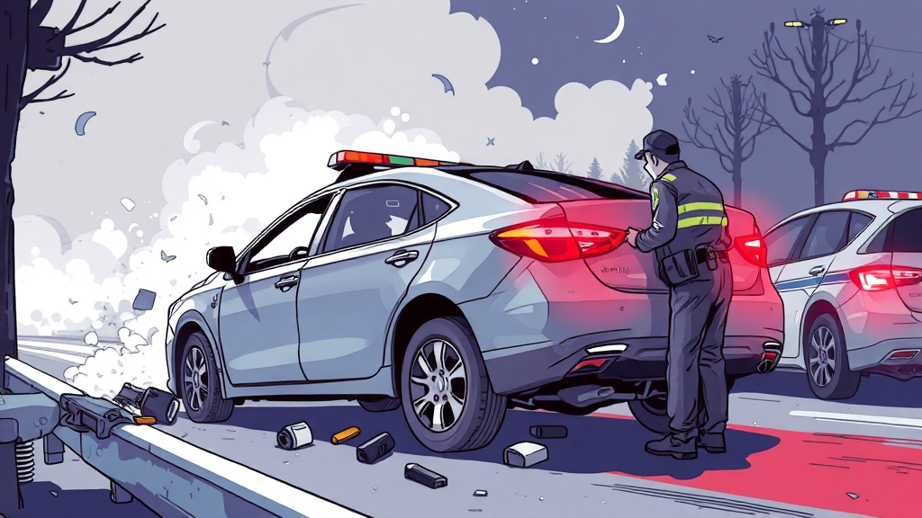 운전자 체포 후 조사 진행 (illustration 스타일)