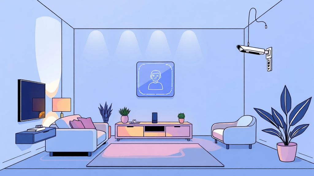 스마트 주거 시스템 및 보안 시설 (illustration 스타일)