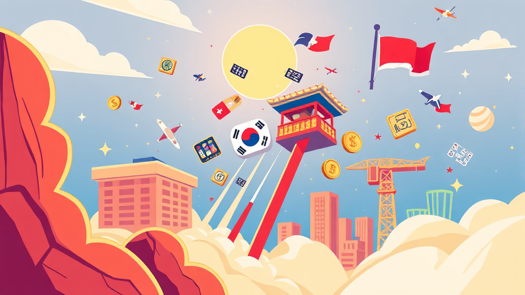 미래 성장 동력: 반도체와 수출 다변화의 힘 (cartoon 스타일)