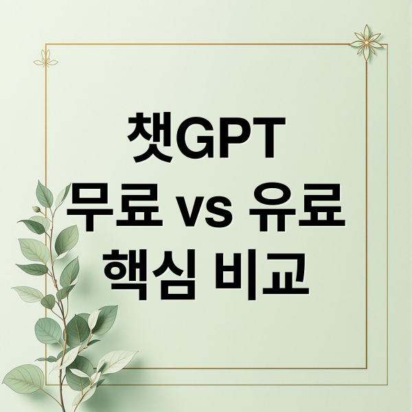 챗GPT
무료 vs 유료
핵심 비교 (챗GPT(ChatGPT) 플러스 vs 무료, 기능 차이 정리!)