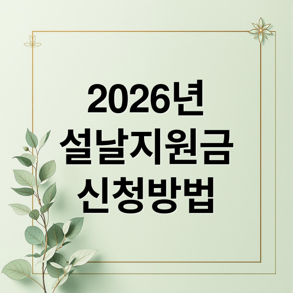 2026년
설날지원금
신청방법 (2026년 설날 지원금)