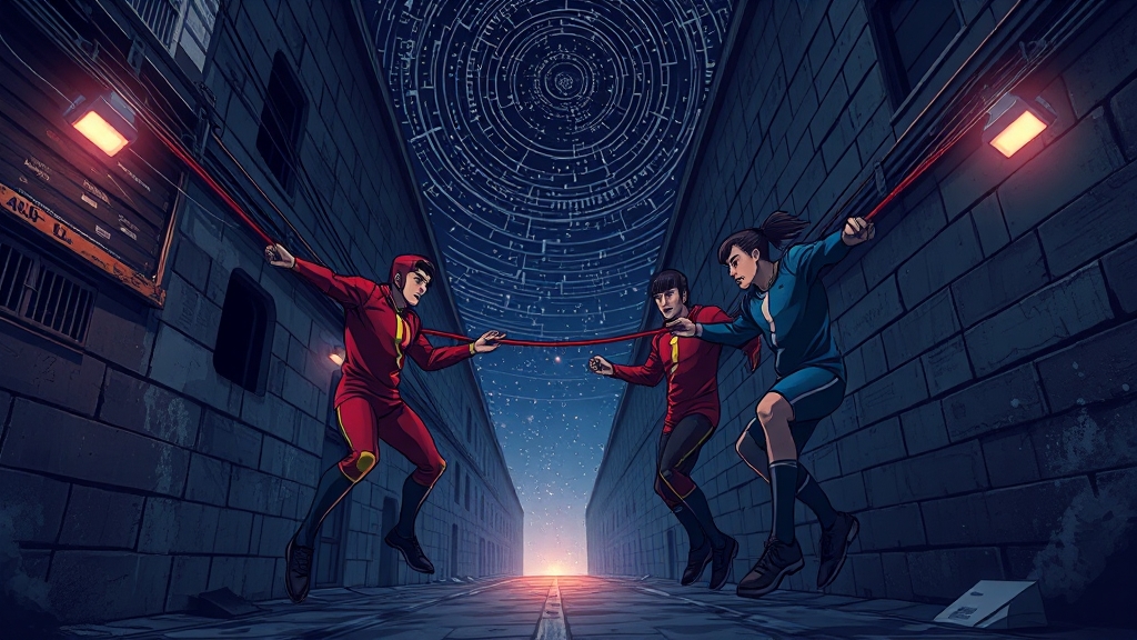 새로운 게임과 참가자들의 절박한 상황 (illustration 스타일)