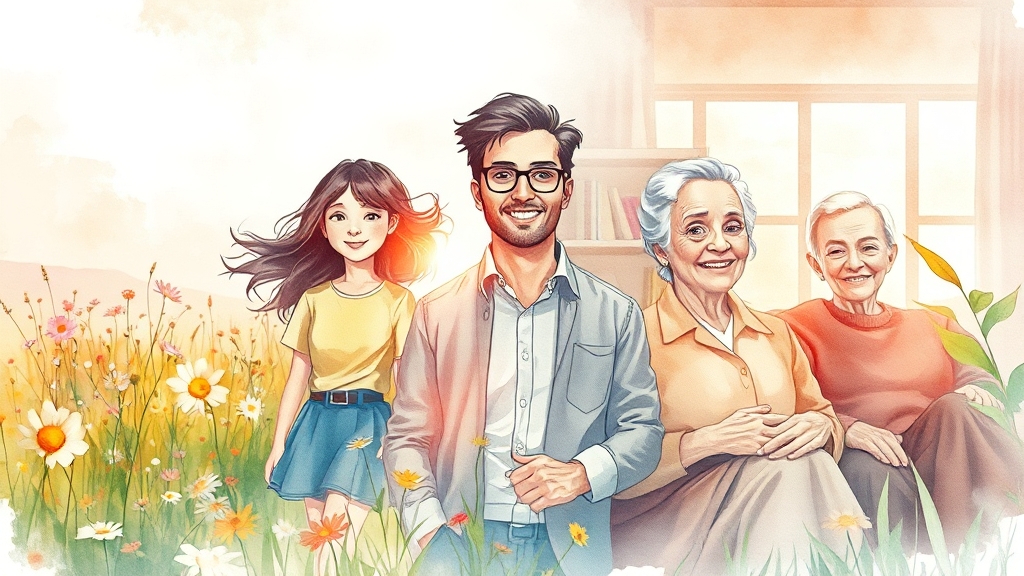 생애주기별 맞춤 지원 (watercolor 스타일)