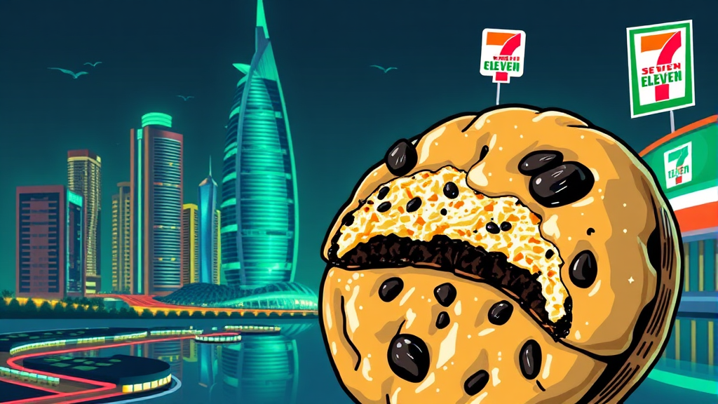 두바이 쫀득쿠키 출시 정보 (illustration 스타일)