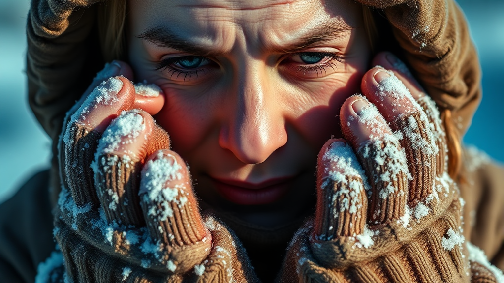 주요 한랭 질환과 증상 (realistic 스타일)