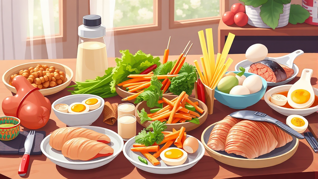 다이어트 단백질 식품 추천 리스트 (illustration 스타일)