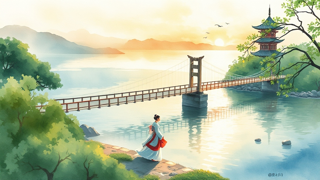 황혼기 여행의 매력, 남해와 경주에서 찾는 노년의 힐링 명소 6 힐링 명소, 남해와 경주 (watercolor 스타일)