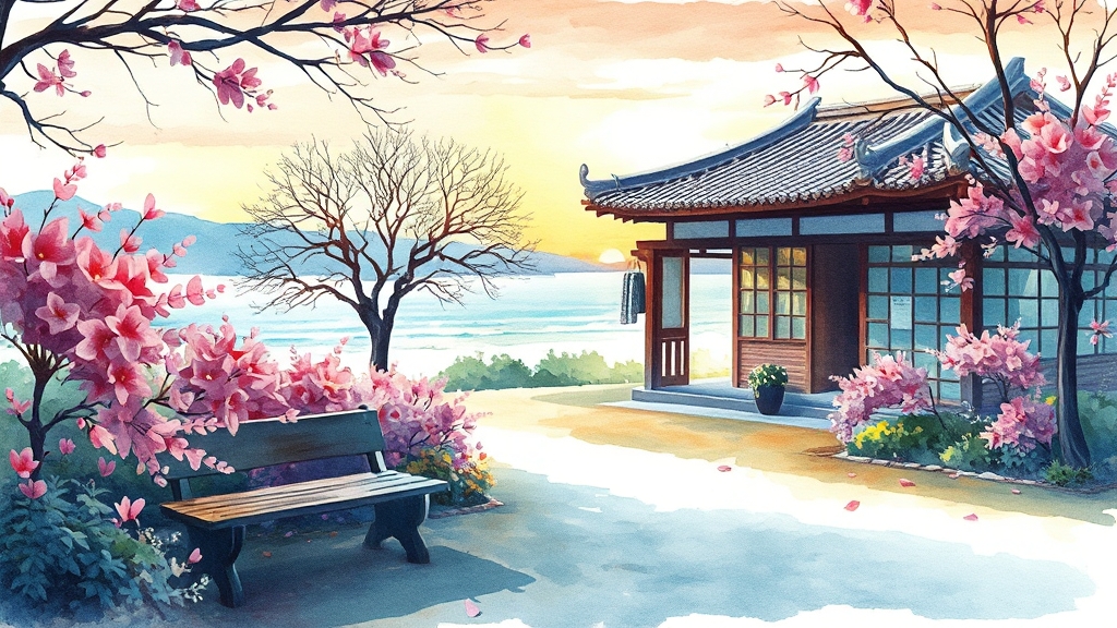 수목원 부대시설과 주변 명소 (watercolor 스타일)