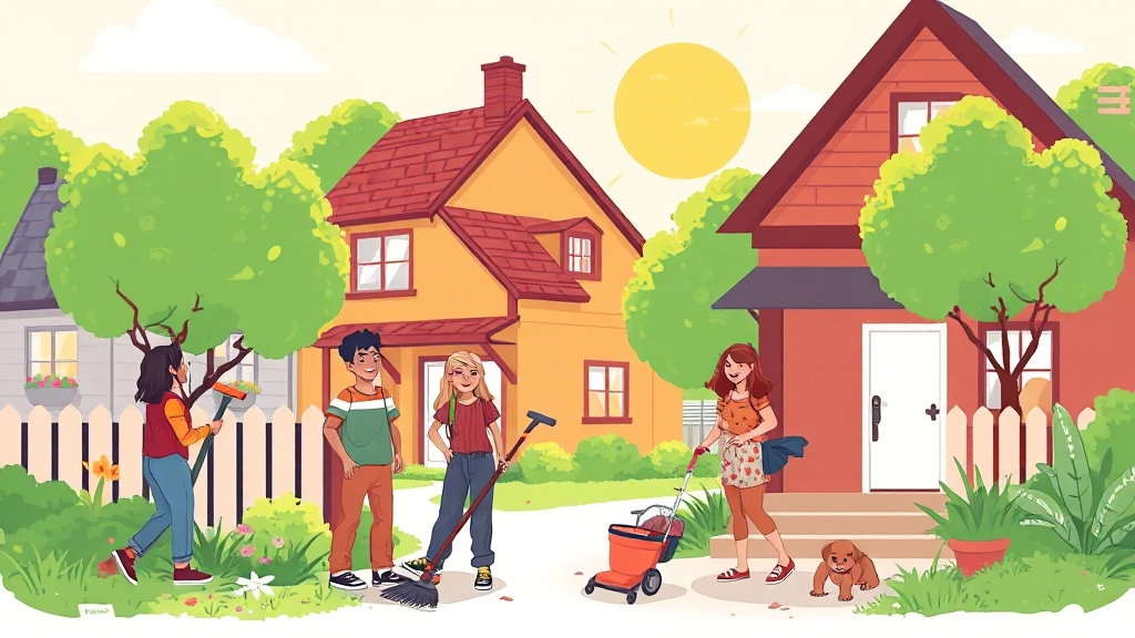 안전하고 즐거운 동네 만들기 (illustration 스타일)