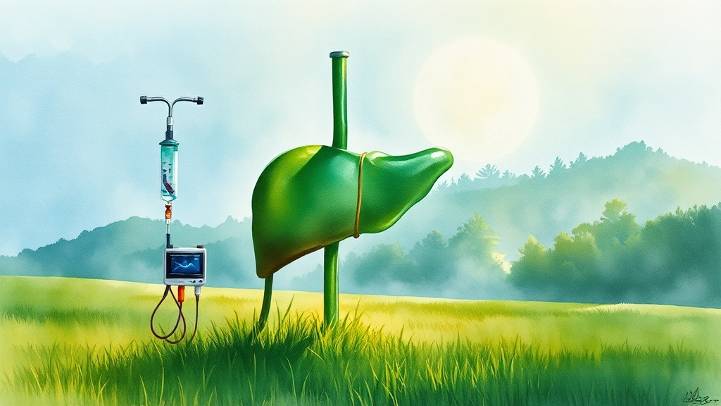 간경화 최신 치료 동향 (watercolor 스타일)