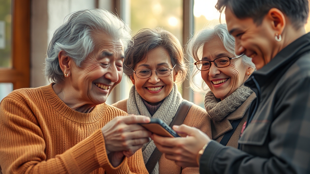 디지털 복지 도입 사례 및 효과 (realistic 스타일)