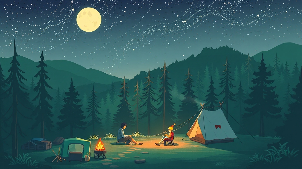 캠핑장 예약 및 이용 안내 (illustration 스타일)