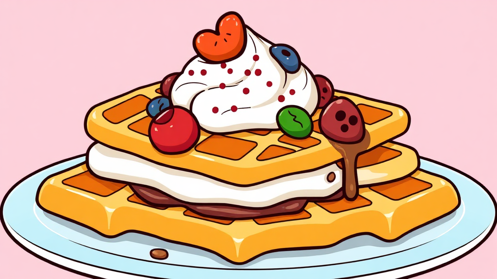 와플 종류별 특징 비교 (cartoon 스타일)