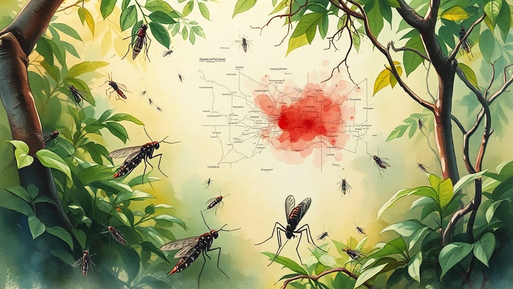 뎅기열 발생 현황 및 유행 지역 (watercolor 스타일)
