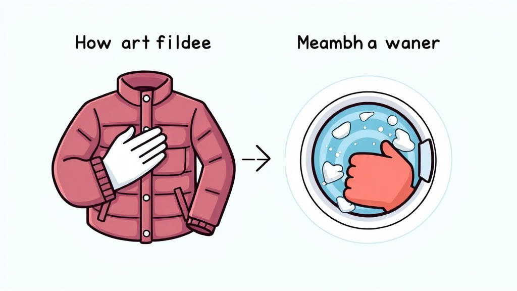 패딩 세탁 방법: 손세탁 vs 세탁기 사용 (cartoon 스타일)