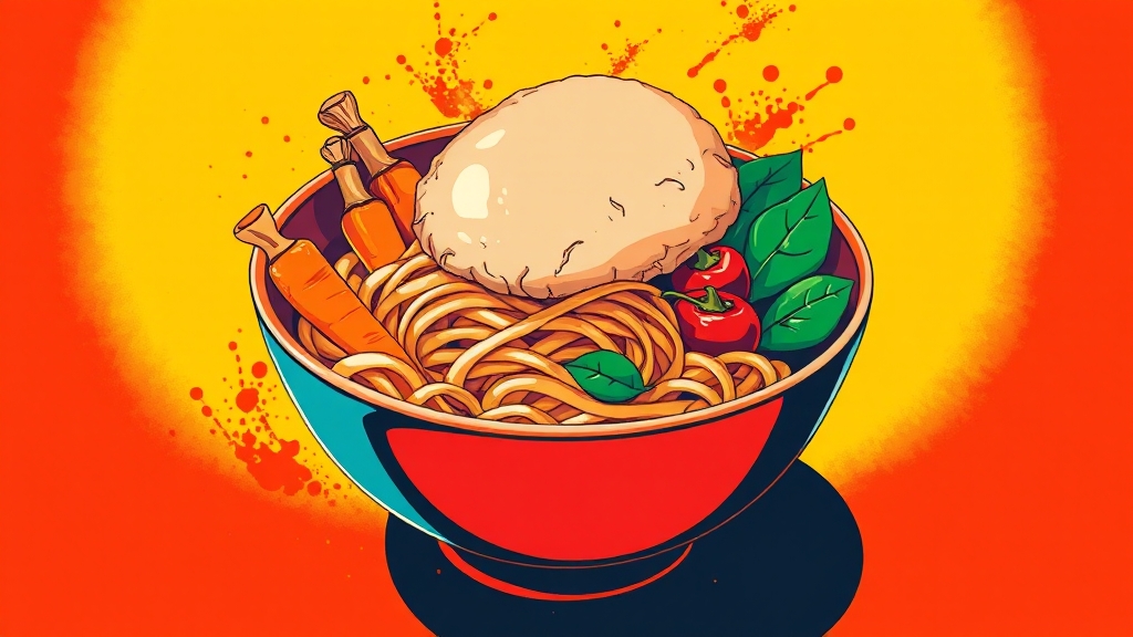 다이어트 중 라면 섭취 팁 (popart 스타일)