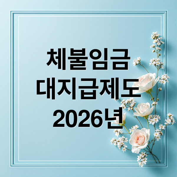 체불임금
대지급제도
2026년 (2026년 취약근로자 지원: 체불임금 대지급 확대 등 달라지는 점)