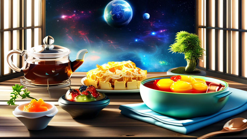 과학 및 기술: 훈민정음 발음의 변화와 우주 식사의 위험성 (realistic 스타일)