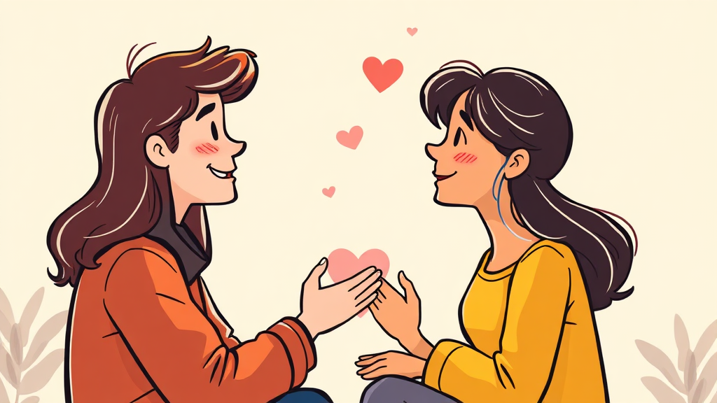 소통의 기술: 경청, 공감, 그리고 진솔함의 중요성 (cartoon 스타일)