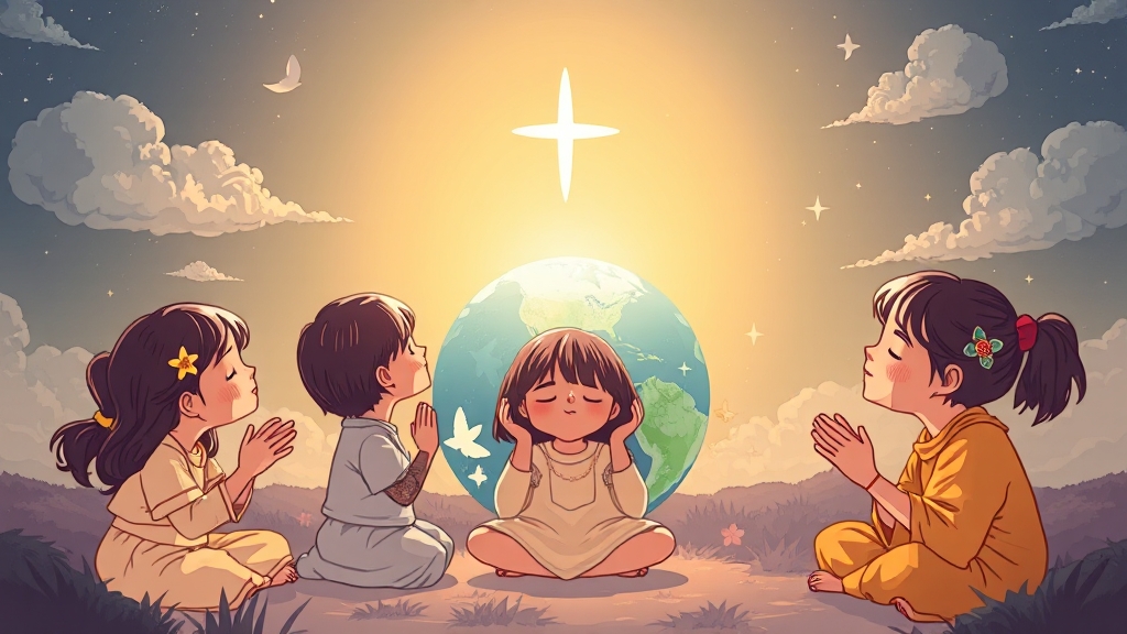 어린이 기도회 및 글로벌 확장 (illustration 스타일)