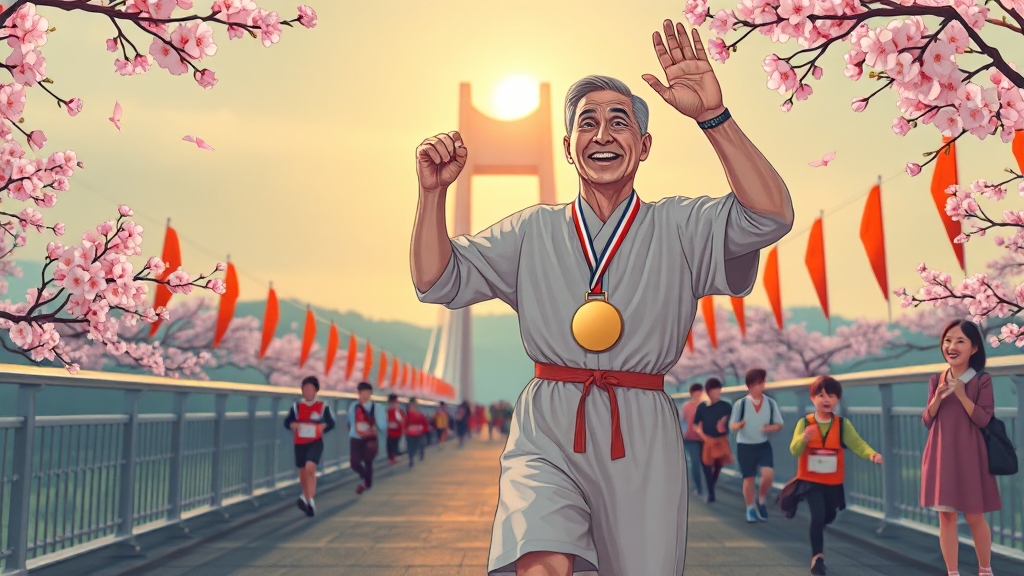 완주를 향한 고군분투와 감동 (illustration 스타일)