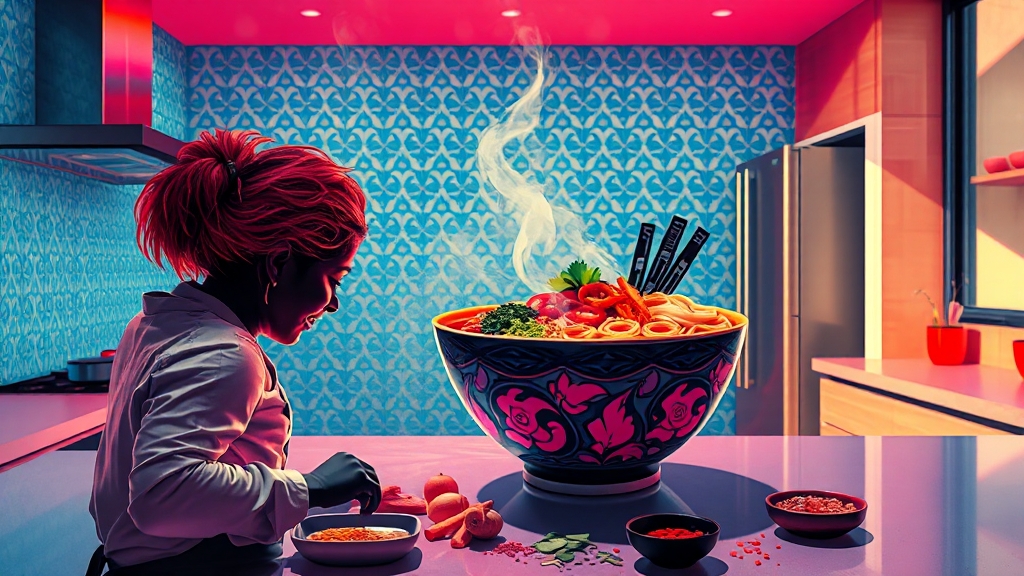 라면 다이어트, 성공 가능성은? (popart 스타일)