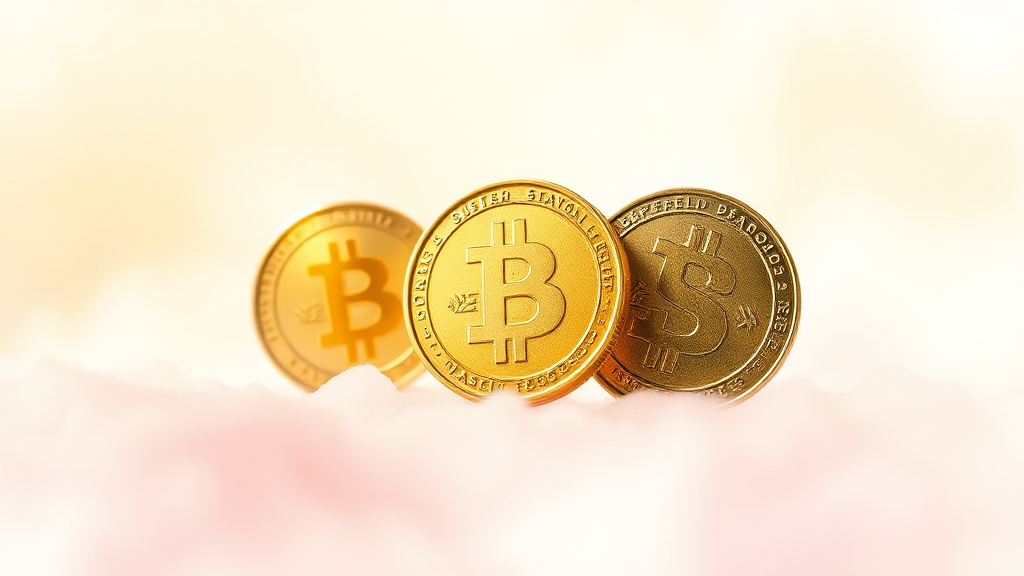 디지털 화폐 A to Z: 비트코인부터 CBDC, 미래 전망까지 5 스테이블 코인: 안정적인 디지털 화폐 (watercolor 스타일)