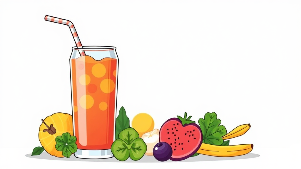 다양한 해독 주스 응용 레시피 (illustration 스타일)