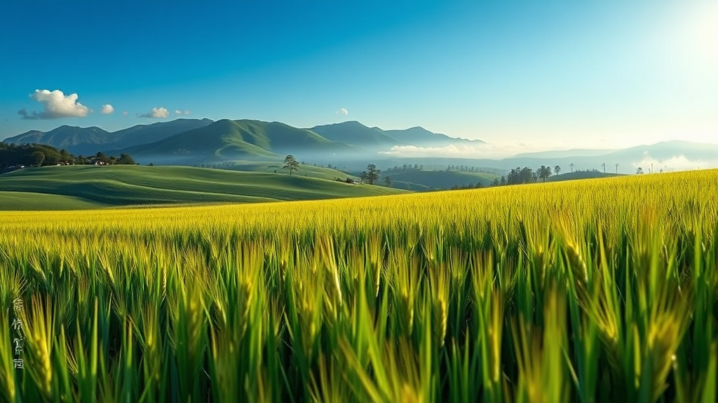 청보리밭의 푸르름 속 힐링 (realistic 스타일)