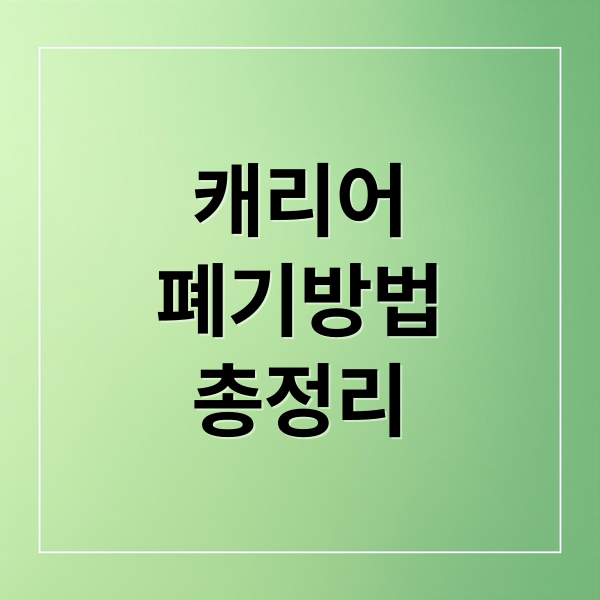 캐리어
폐기방법
총정리 (여행용 캐리어 폐기 방법)