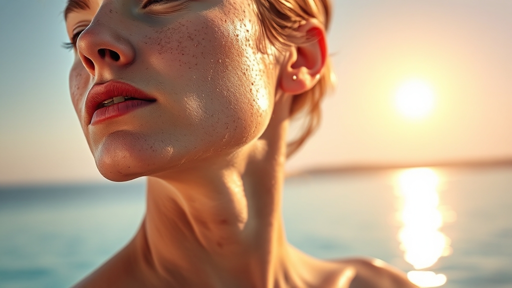 자외선 종류와 피부 영향 (realistic 스타일)