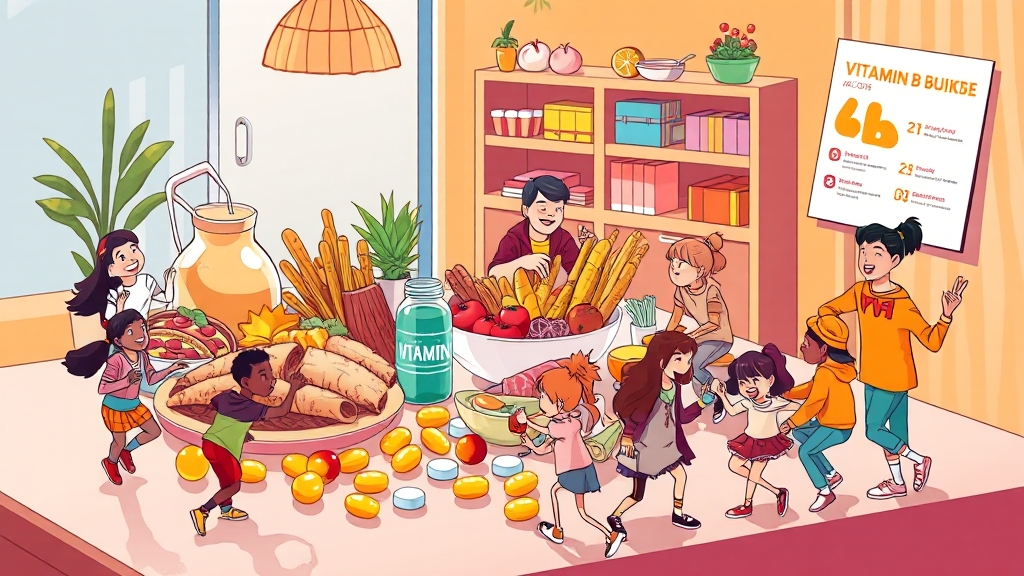 비타민 B 섭취 방법 및 복용 가이드 (cartoon 스타일)