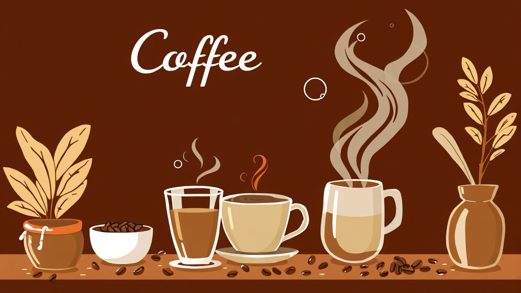 다양한 커피 메뉴, 완벽한 맛과 향의 비밀 (illustration 스타일)