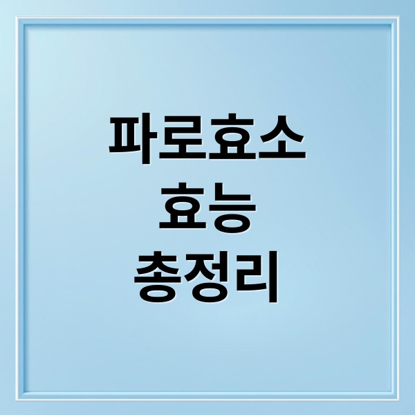 파로효소
효능
총정리 (파로효소 효능 부작용 섭취방법)