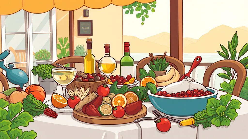 지중해 식단 주의사항 및 섭취법 (cartoon 스타일)