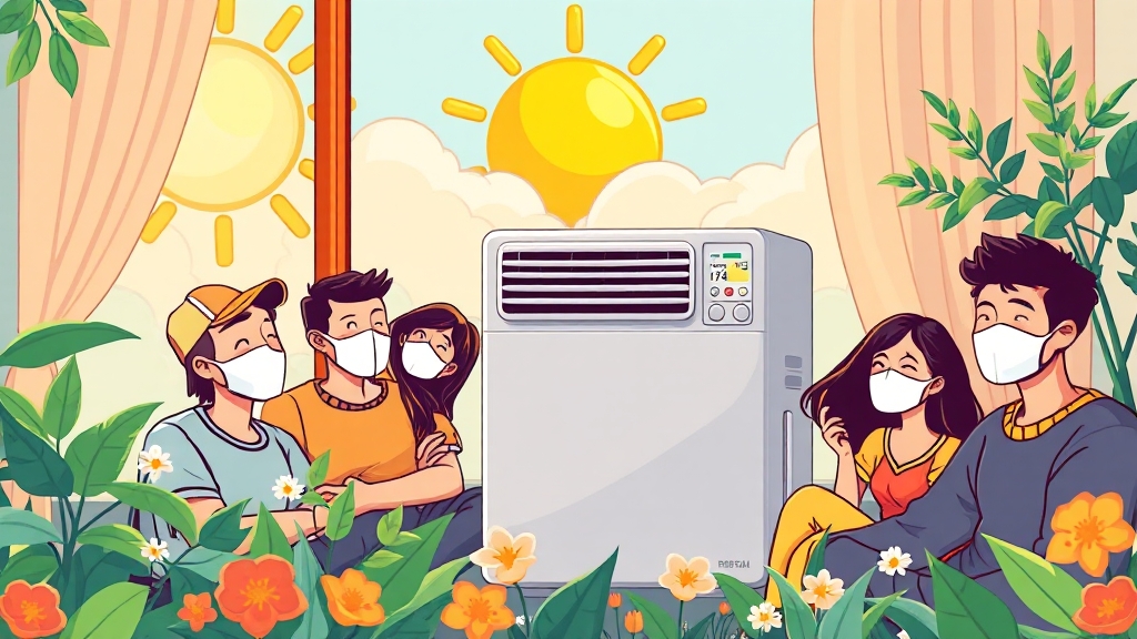 에어컨 사용 시 주의점 (cartoon 스타일)